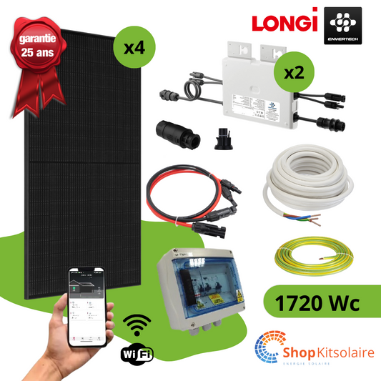 Kit 1720Wc autoconsommation LONGI Solar avec MO Envertech EVT800 Wifi