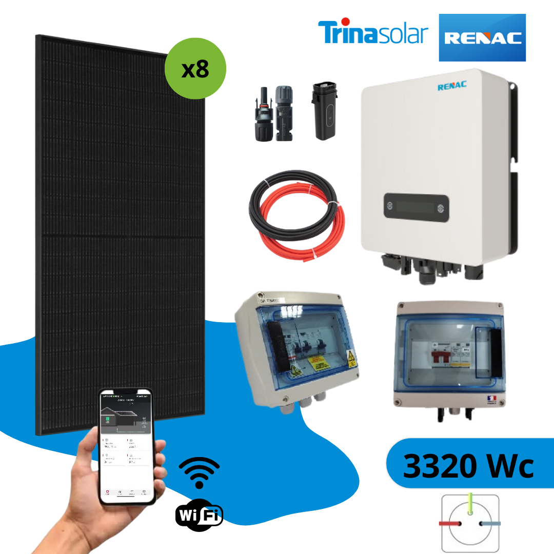 Kit solaire réseau 3320Wc autoconsommation- RENAC POWER Monophasé