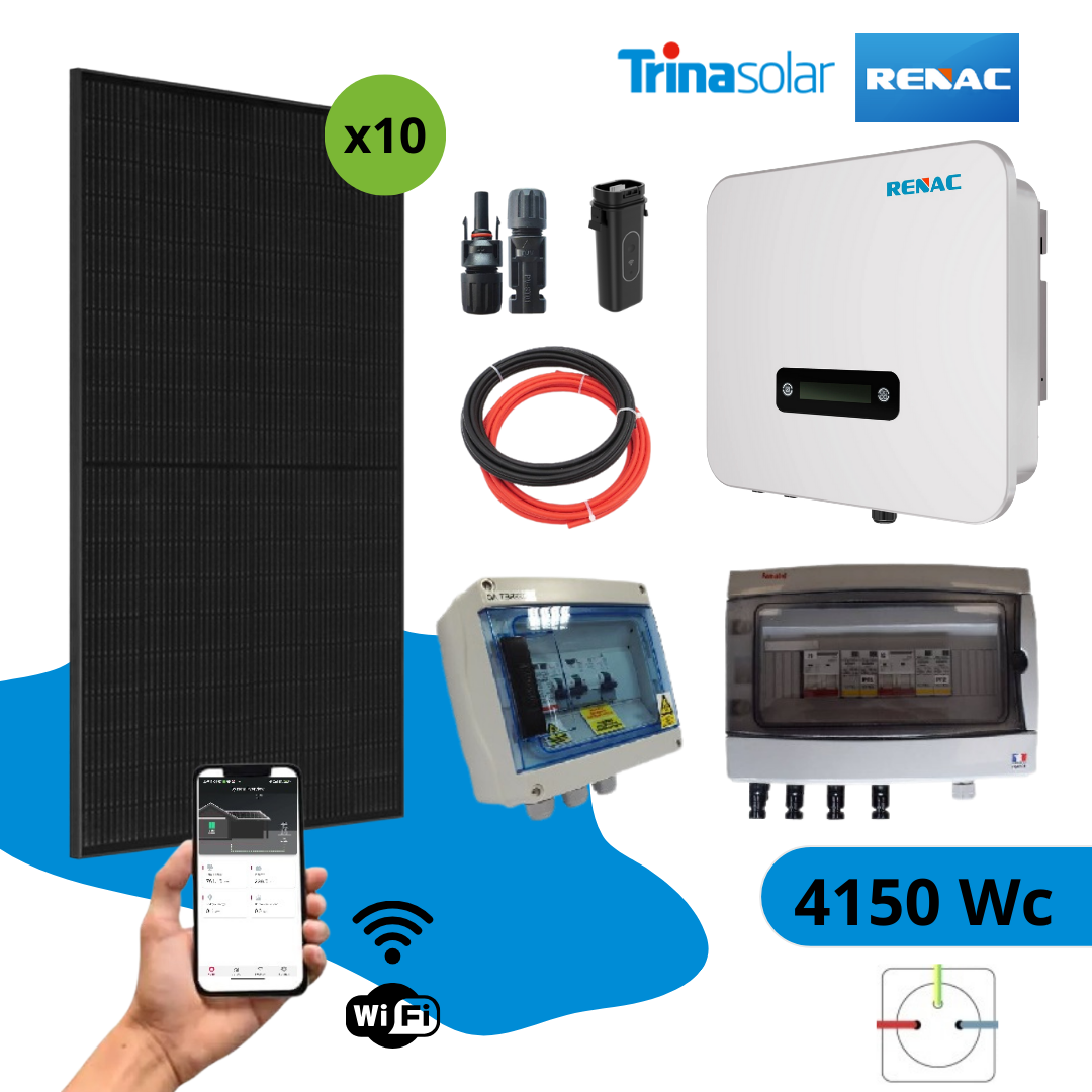 Kit solaire réseau  4150Wc 2MPPT autoconsommation- RENAC POWER Monophasé