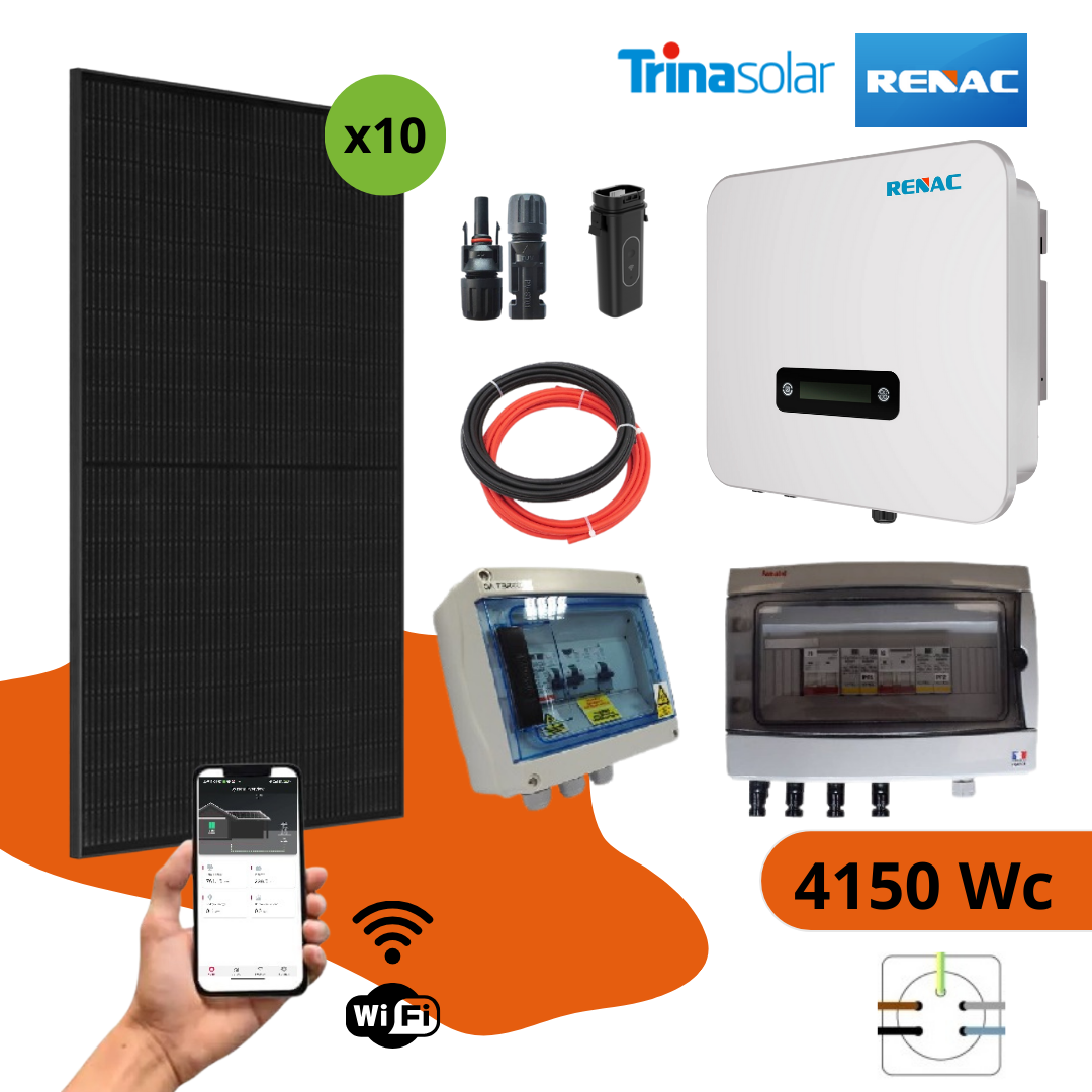 Kit solaire réseau 4150Wc autoconsommation- RENAC POWER 2MPPT TRIPHASE