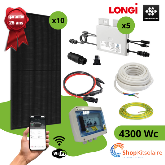 Kit 4300Wc autoconsommation LONGI Solar avec MO Envertech EVT800 Wifi