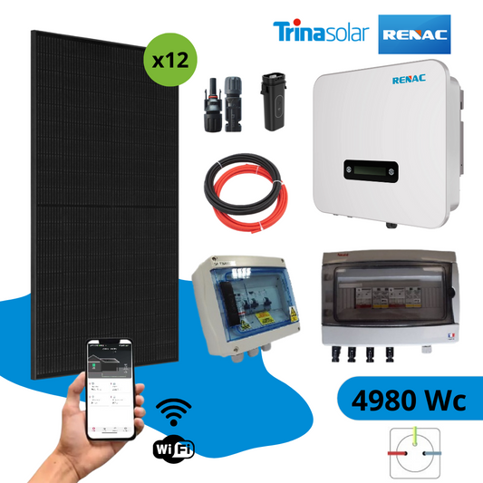 Kit solaire réseau  4980Wc 2MPPT autoconsommation- RENAC POWER Monophasé