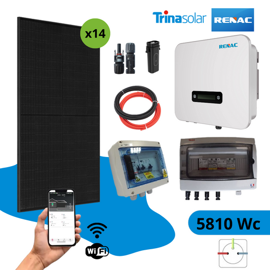 Kit solaire réseau  5810Wc 2MPPT autoconsommation- RENAC POWER Monophasé