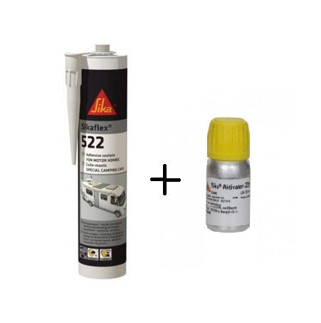 Kit Colle mastic SIKAFLEX 522 + nettoyant activateur de surfaces Sika 205 pour camping-car, van et bateau