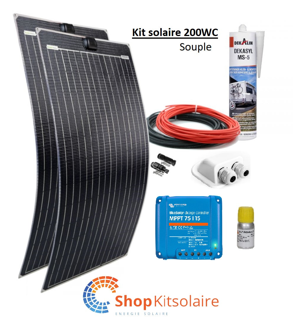 Kit solaire complet 200 Wc Double ETFE pour camping-cars, caravanes et bateaux