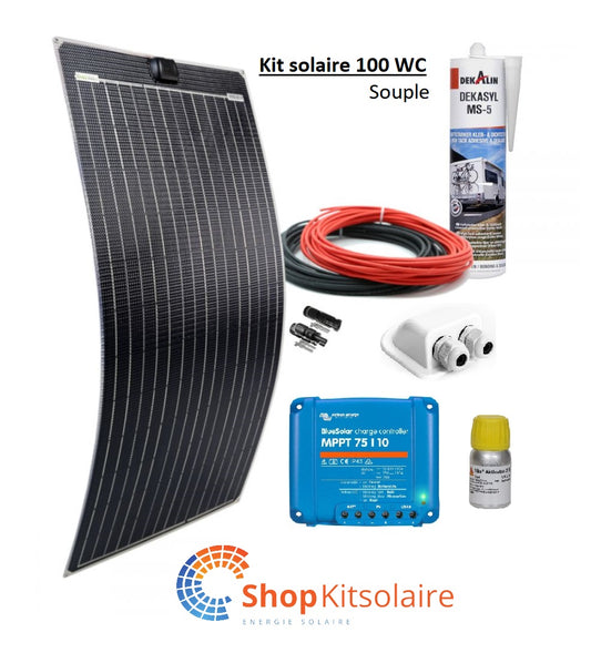 Kit solaire complet 100 Wc Double ETFE pour camping-cars, caravanes et bateaux