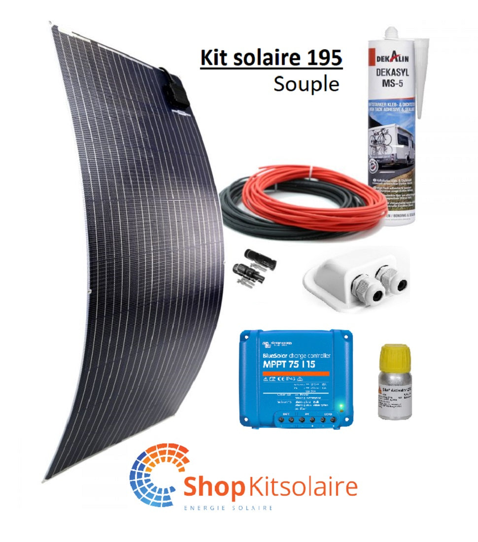 Kit solaire complet 195 Wc Double ETFE pour camping-cars, caravanes et bateaux