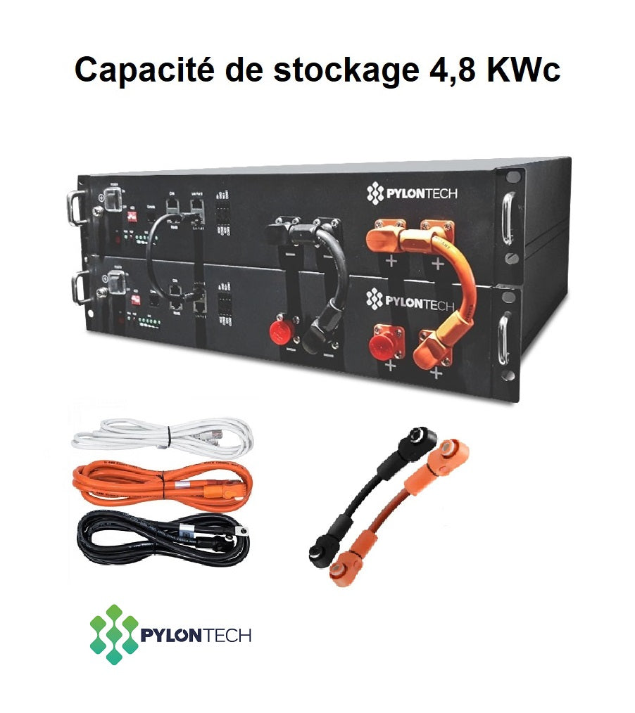 4,8KWh - 2 x BATTERIES SOLAIRES LITHIUM US2000 48V 50AH - PYLONTECH + Câbles de connexion